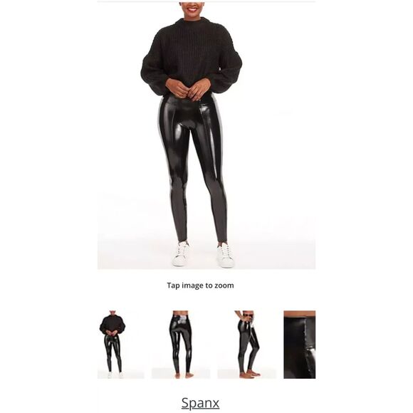 Spanx Faux Patent Leather Leggings Womens XL Black High Waisted Sexy Cosplay NWT - Picture 9 of 12